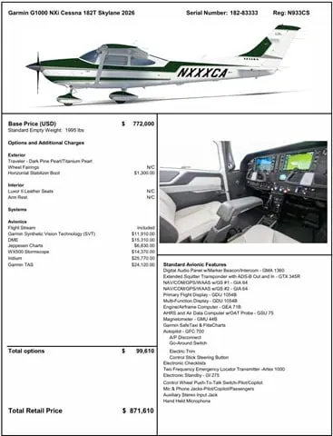 2026 Cessna 182T Skylane (N939CS)