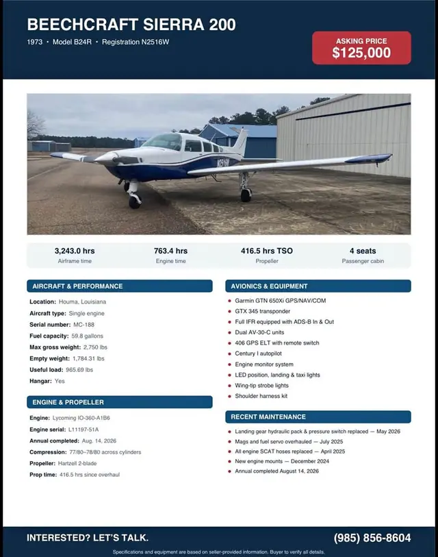 1973 Beechcraft Sierra 200