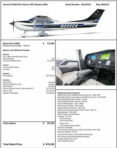 2026 Cessna 182T Skylane (N635CS)