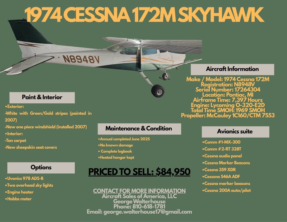 1974 Cessna 172M Skyhawk, photo 2