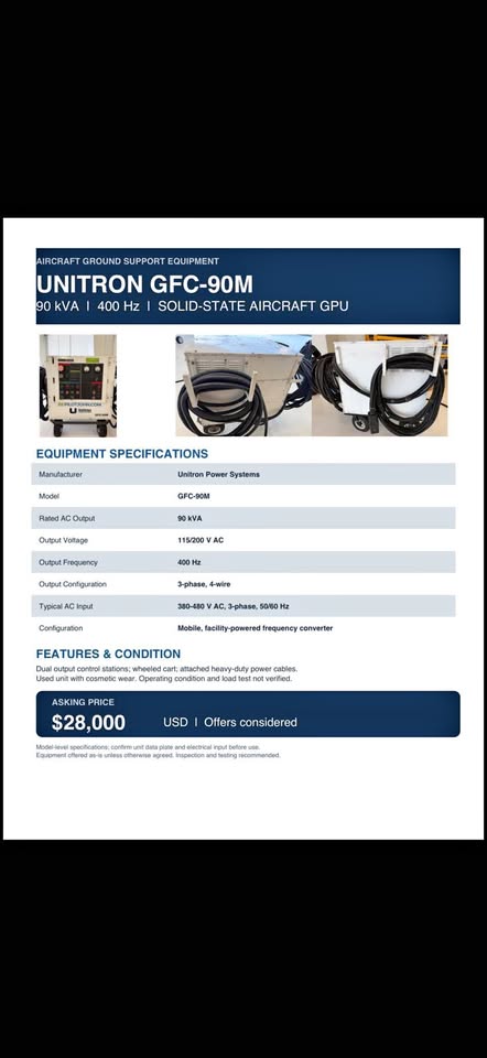 Unitron GFC-90M Solid-state Aircraft GPU, photo 1